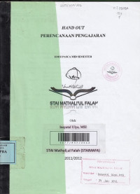 Hand Out Perencanaan Pengajaran